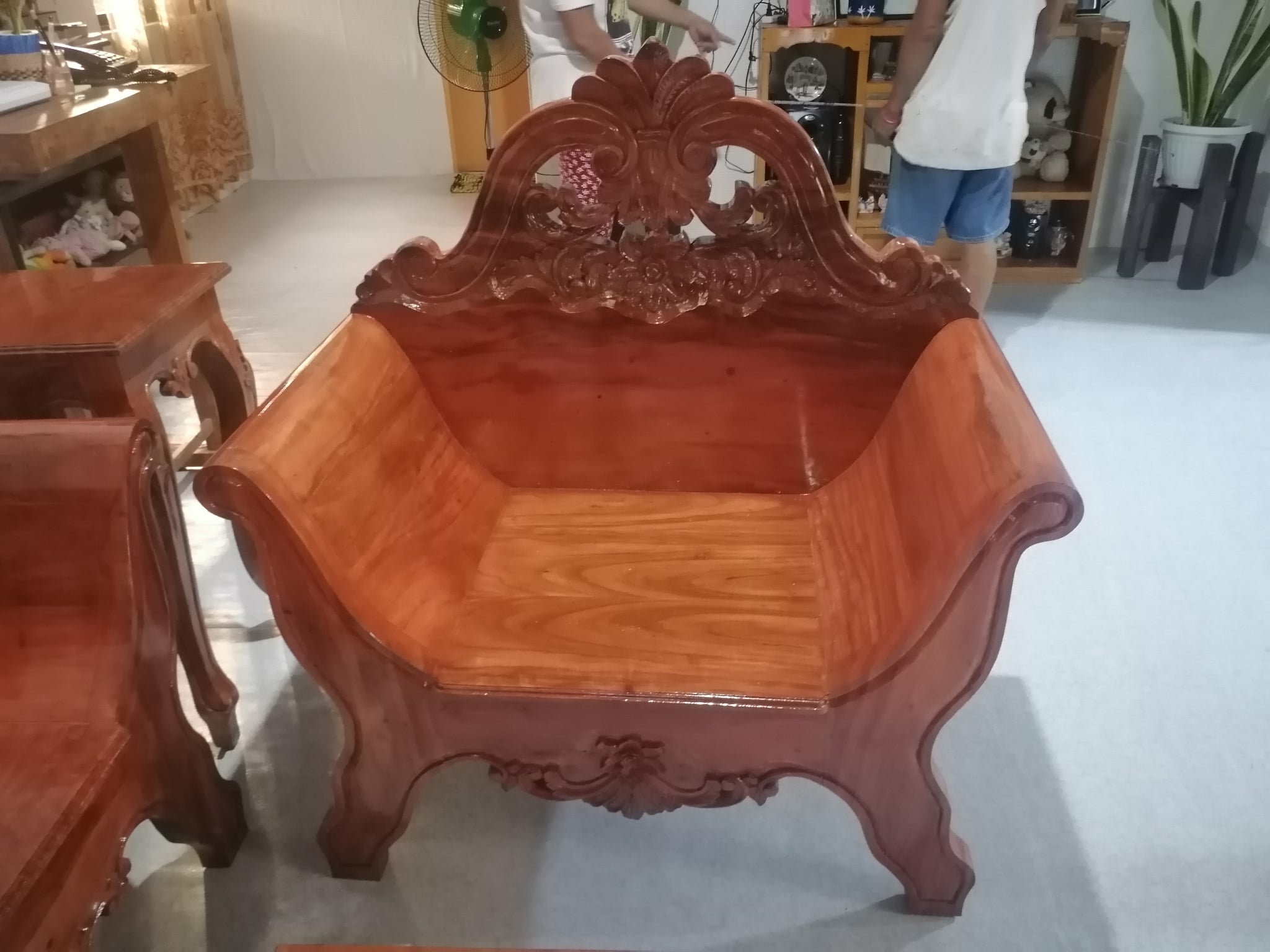 Ornate Carved Hardwood Settee